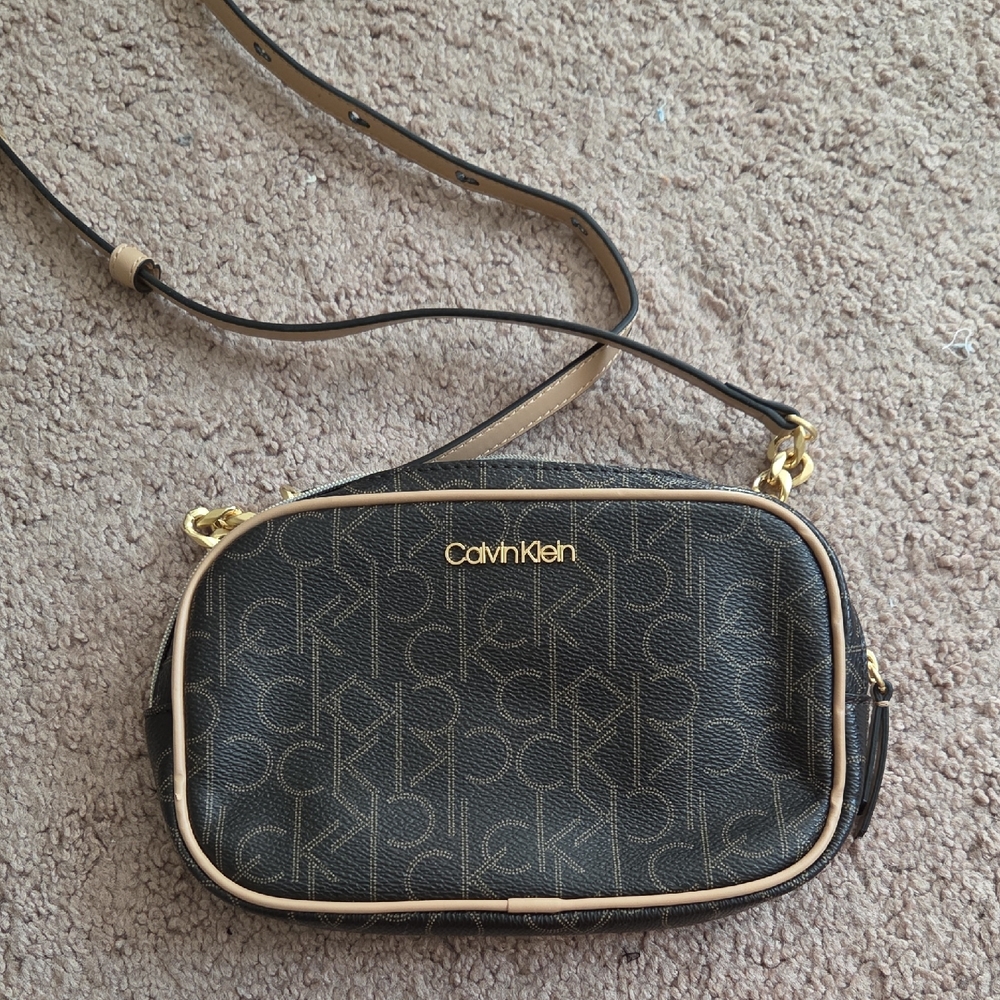 Calvin Klein Black and Gold Belt Bag